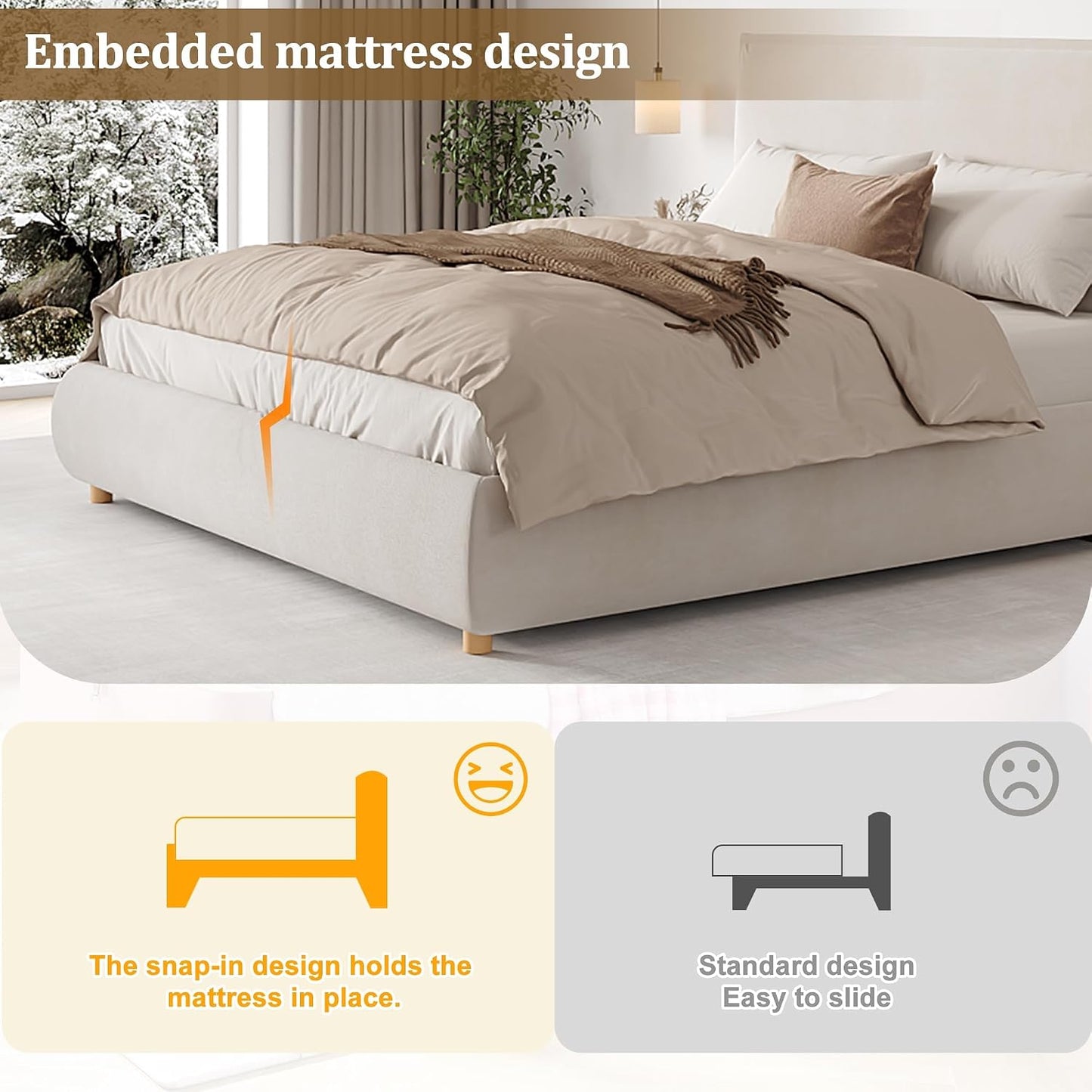 ✨ Modern Upholstered Headboard – Elegant Fabric Bed Backrest for Cozy Bedroom Makeovers 🛏️🤍