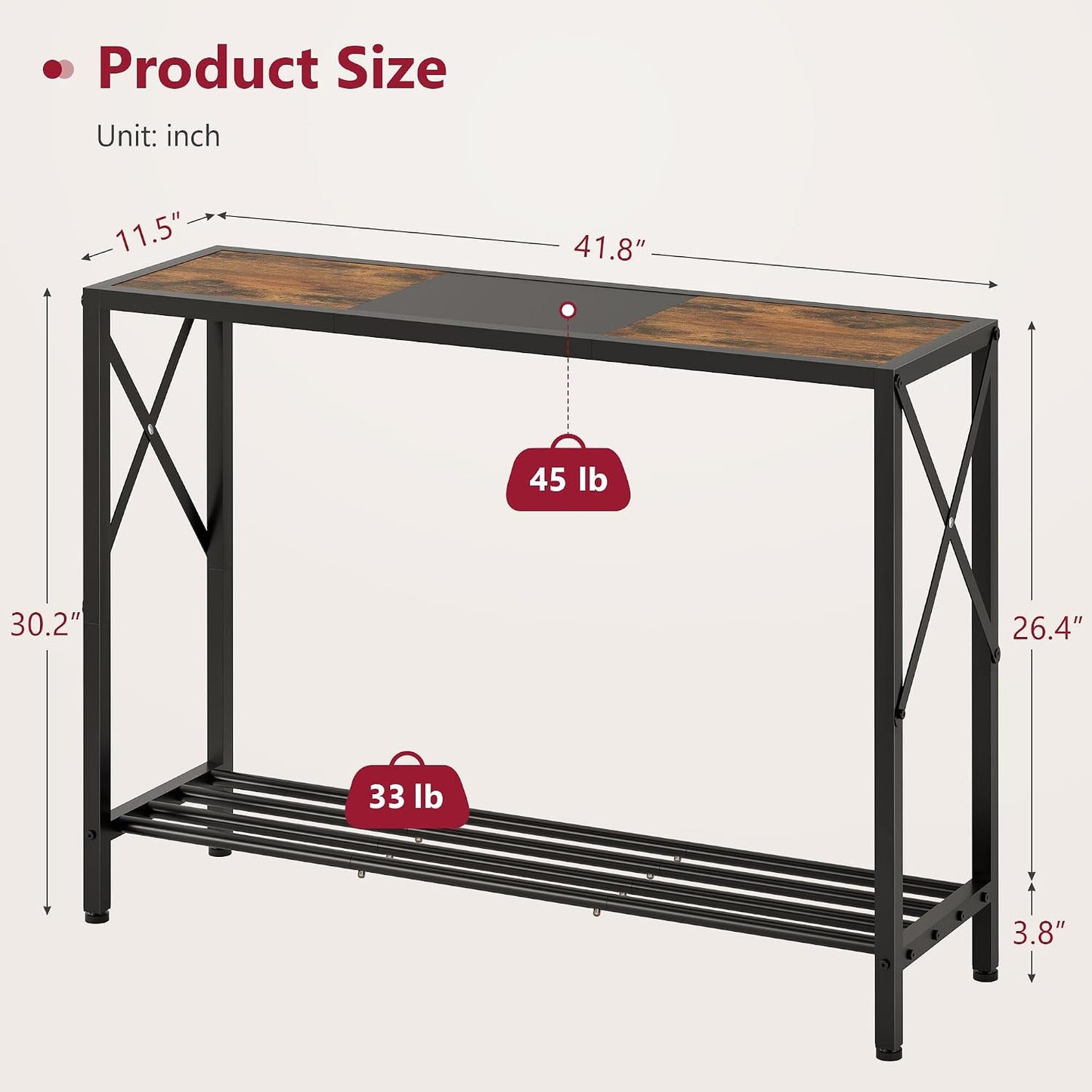 🏡 Industrial Entryway Console Table with Storage Shelves | Rustic Wood & Metal Hallway Organizer for Modern Home ✨