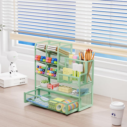 ✨ 3-Tier Mesh Desk Organizer with Drawers – Smart Desktop Storage for Home & Office 🗂️✏️