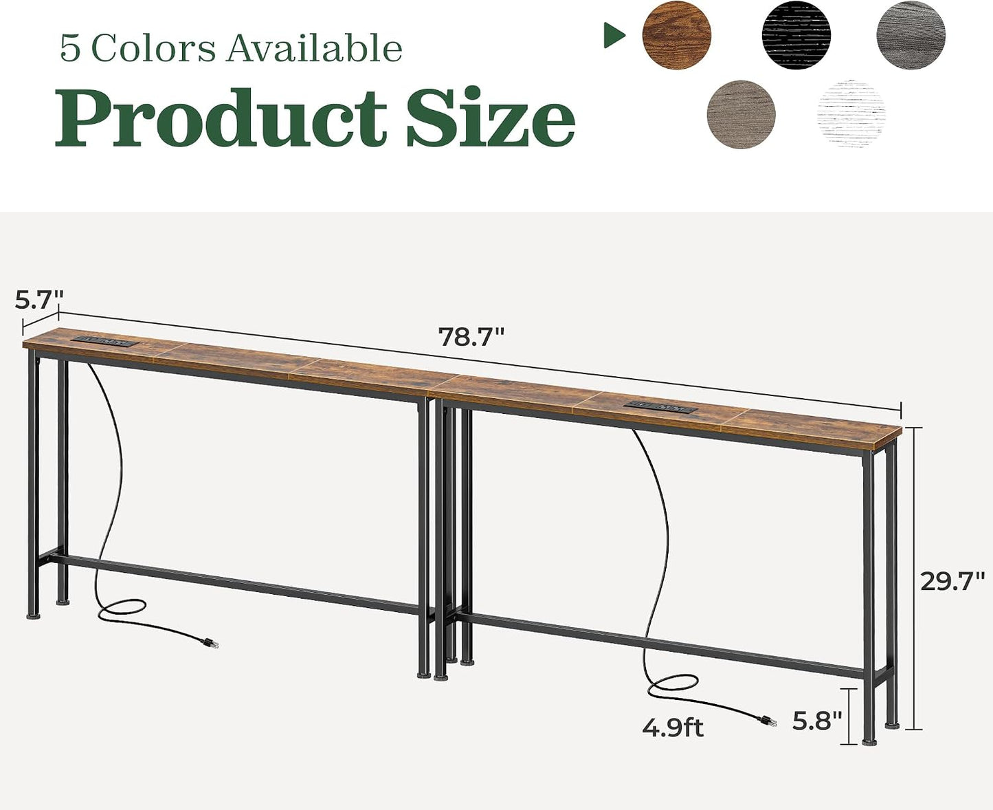 ✨ Smart Living Console Table 🔋 Modern Slim Sofa Table with Built-In Charging Station | Stylish Entryway & Behind Couch Accent Table