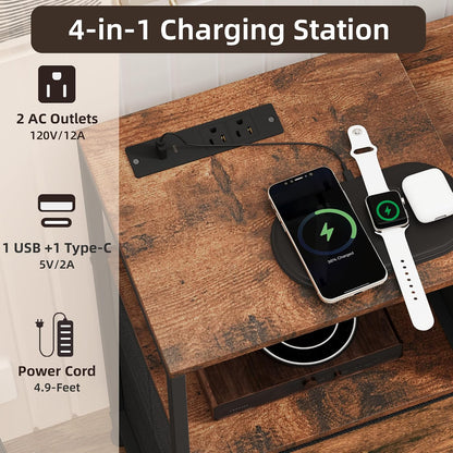 ✨ Smart Storage Dresser with Charging Station & LED Lights | Modern Nightstand Organizer for Bedroom 🏡