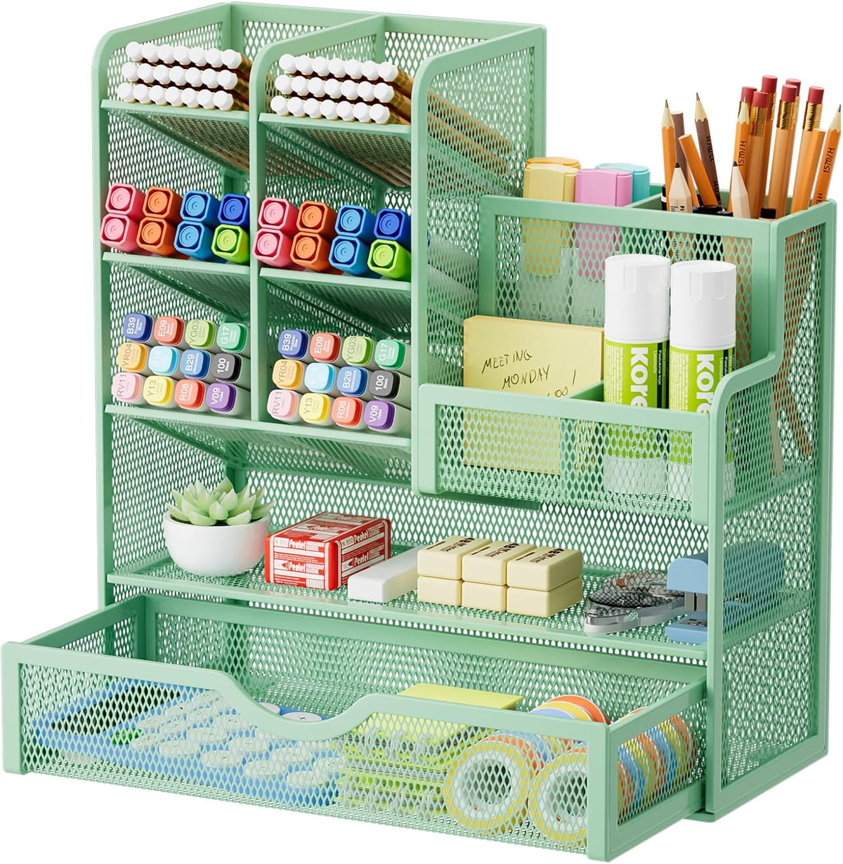 ✨ 3-Tier Mesh Desk Organizer with Drawers – Smart Desktop Storage for Home & Office 🗂️✏️