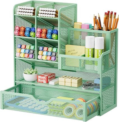 ✨ 3-Tier Mesh Desk Organizer with Drawers – Smart Desktop Storage for Home & Office 🗂️✏️
