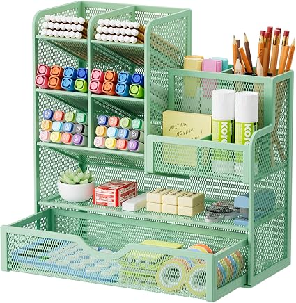 ✨ 3-Tier Mesh Desk Organizer with Drawers – Smart Desktop Storage for Home & Office 🗂️✏️