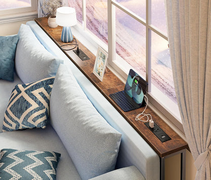✨ Smart Living Console Table 🔋 Modern Slim Sofa Table with Built-In Charging Station | Stylish Entryway & Behind Couch Accent Table