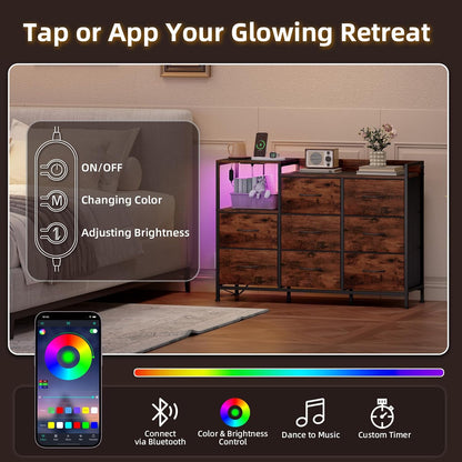 ✨ Smart Storage Dresser with Charging Station & LED Lights | Modern Nightstand Organizer for Bedroom 🏡