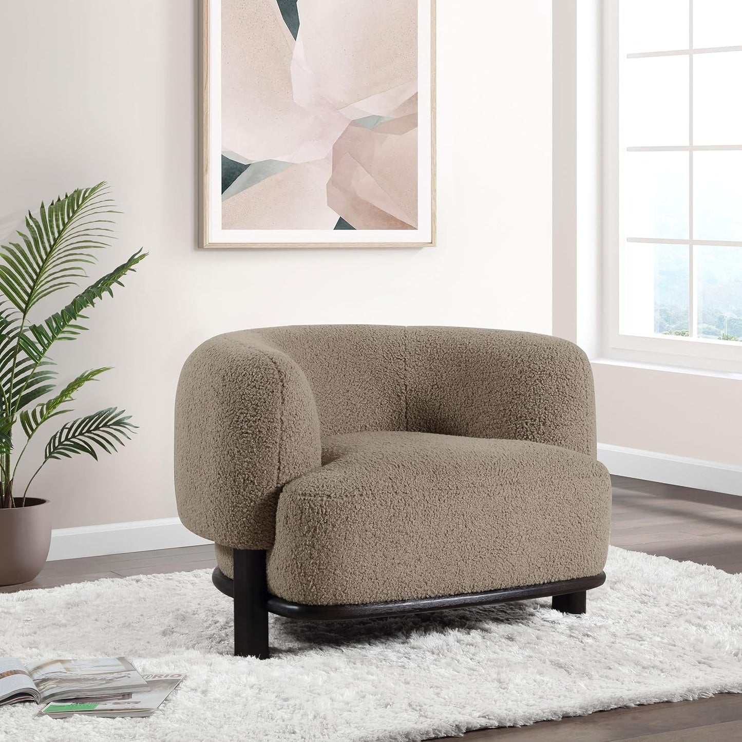 ☁️ Cozy Modern Accent Chair – Upholstered Barrel Lounge Chair for Living Room, Bedroom & Reading Nook ✨